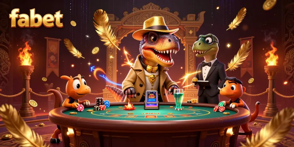 Experience thrilling blackjack action at fabet with a velociraptor card counter and stegosaurus pit boss.