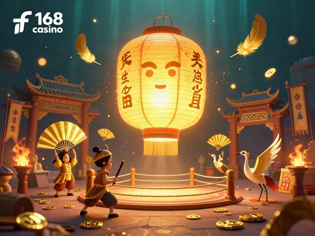 Experience the enchanting world of f168 casino with golden lantern spirits and winning symbols in an exciting night market.