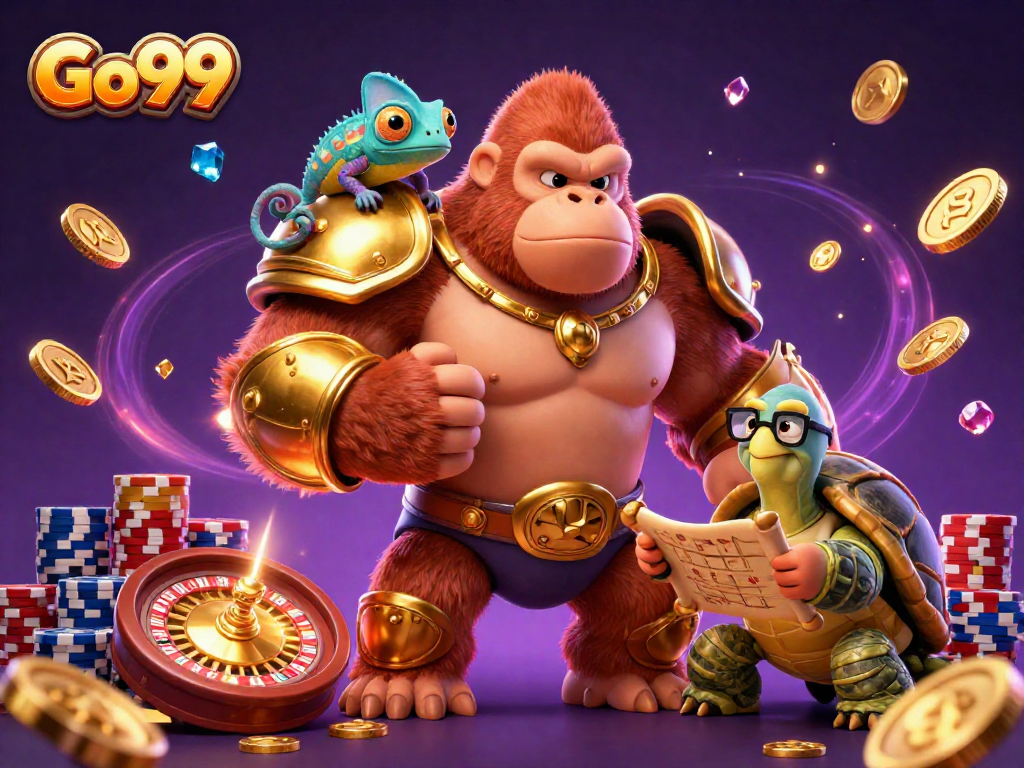 Experience the thrill of Go99 with a vibrant 3D scene of casino fun and excitement.