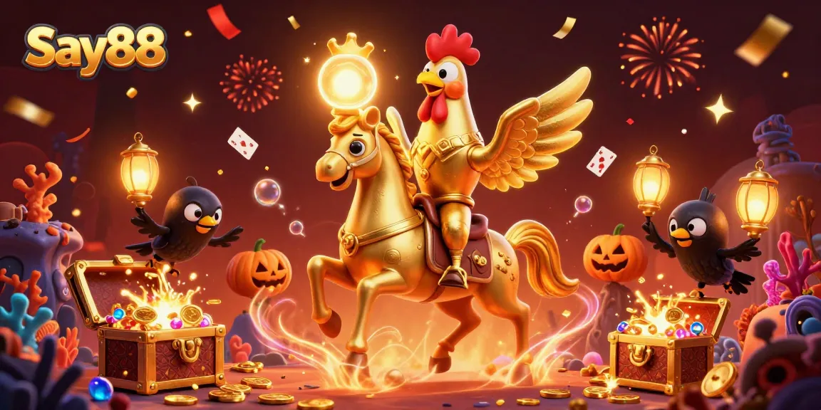 Experience thrilling gaming action with Say88 featuring vibrant casino elements and captivating characters.