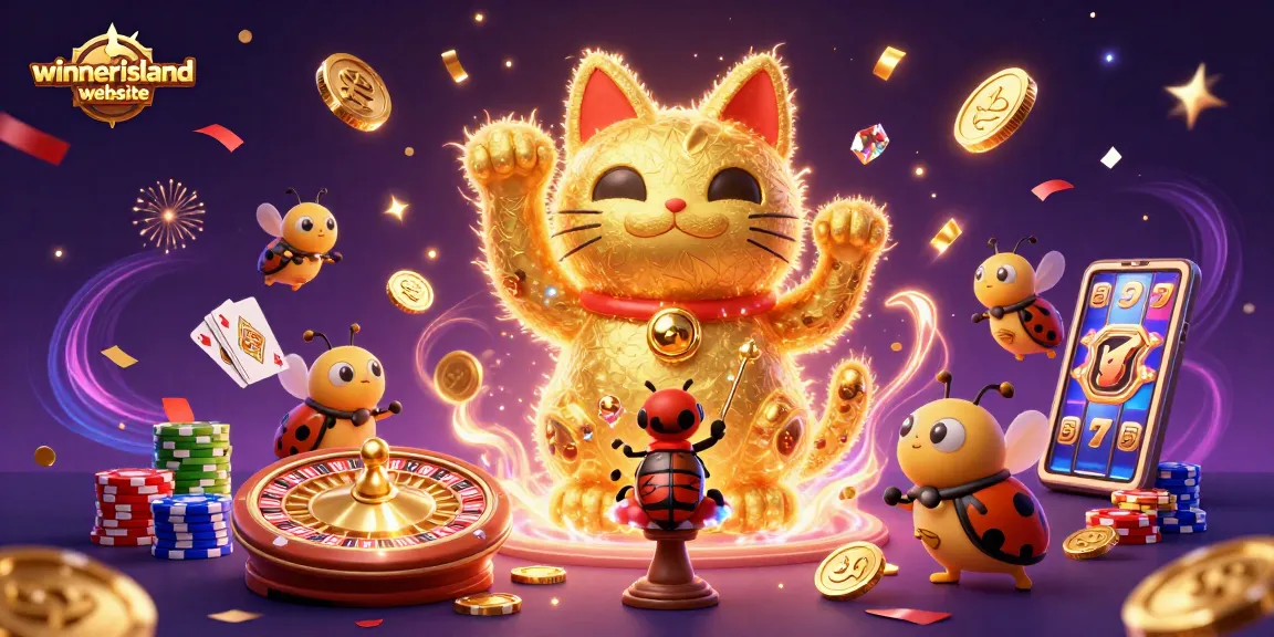 Win big with the winnerisland website in this vibrant casino illustration