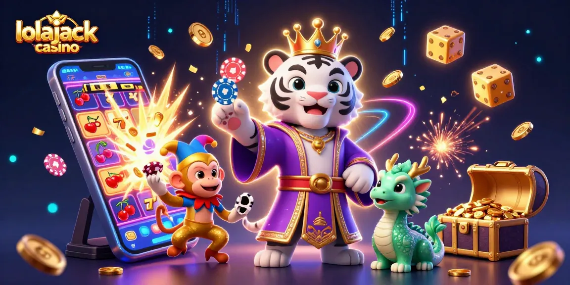 Engage with the thrilling experience at lolajack casino, featuring vibrant characters and dynamic casino elements.